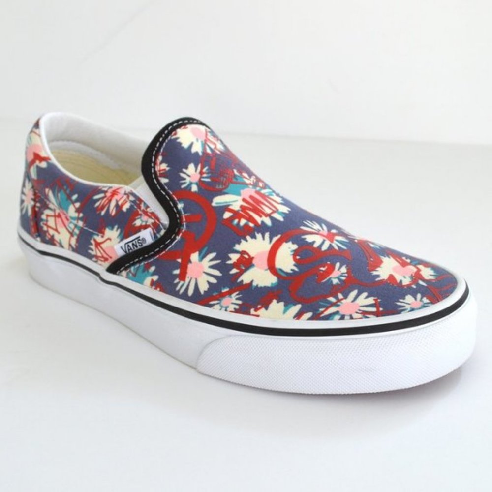 Vans slip on floral red sneaker shoes  canvas woman size 7 new